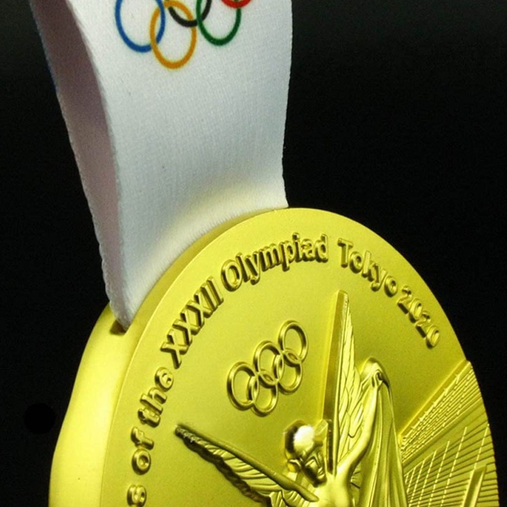 Olympic Gold Medal with White Ribbon